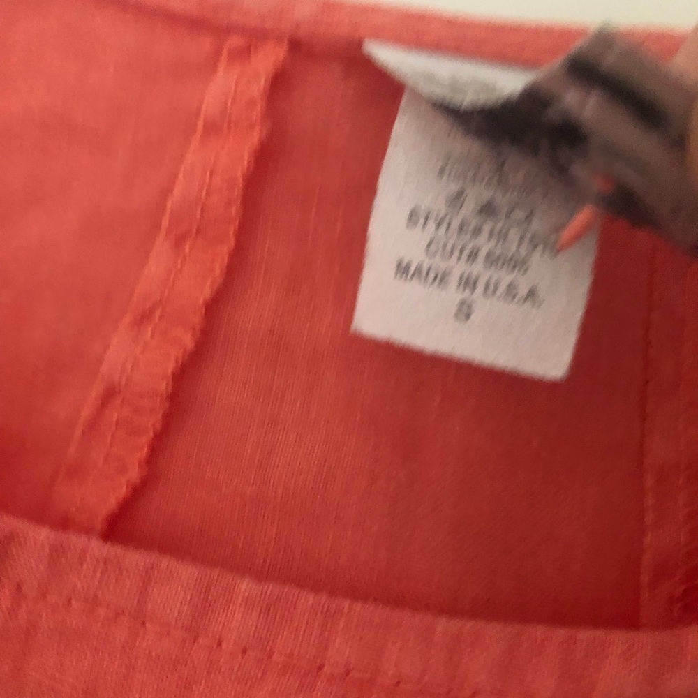 Match Point USA Lagenlook Linen Ruffle Tunic Coral Asymmetrical - Picture 7 of 8